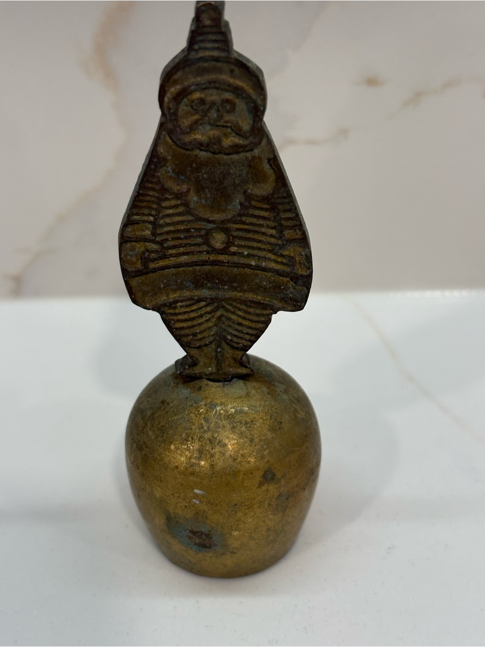 Brass Santa Bell. Vintage Christmas great patina